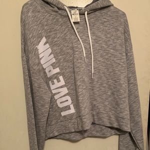 Pink Victoria’s Secret gray crop hood sweatshirt
